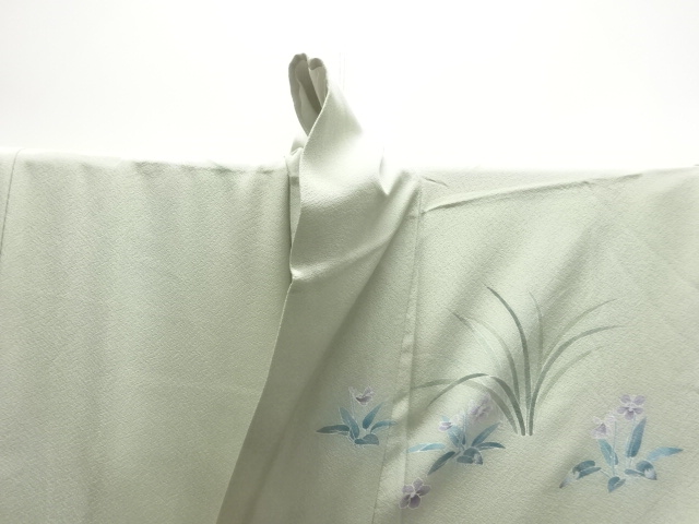  関口遼一作　手描き友禅童子に撫子・菫模様訪問着